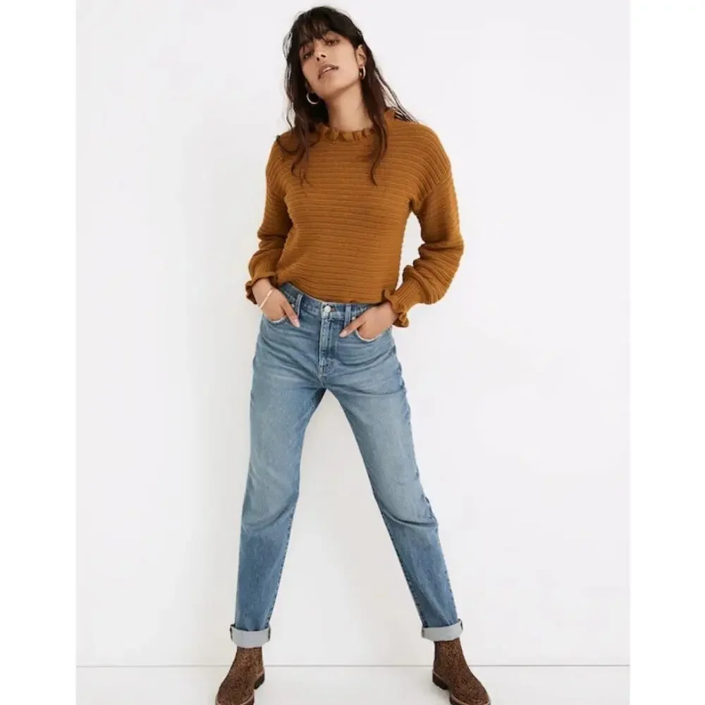 Madewell The High Rise Slim Boyjean in Neal Wash Blue Jeans Size 25